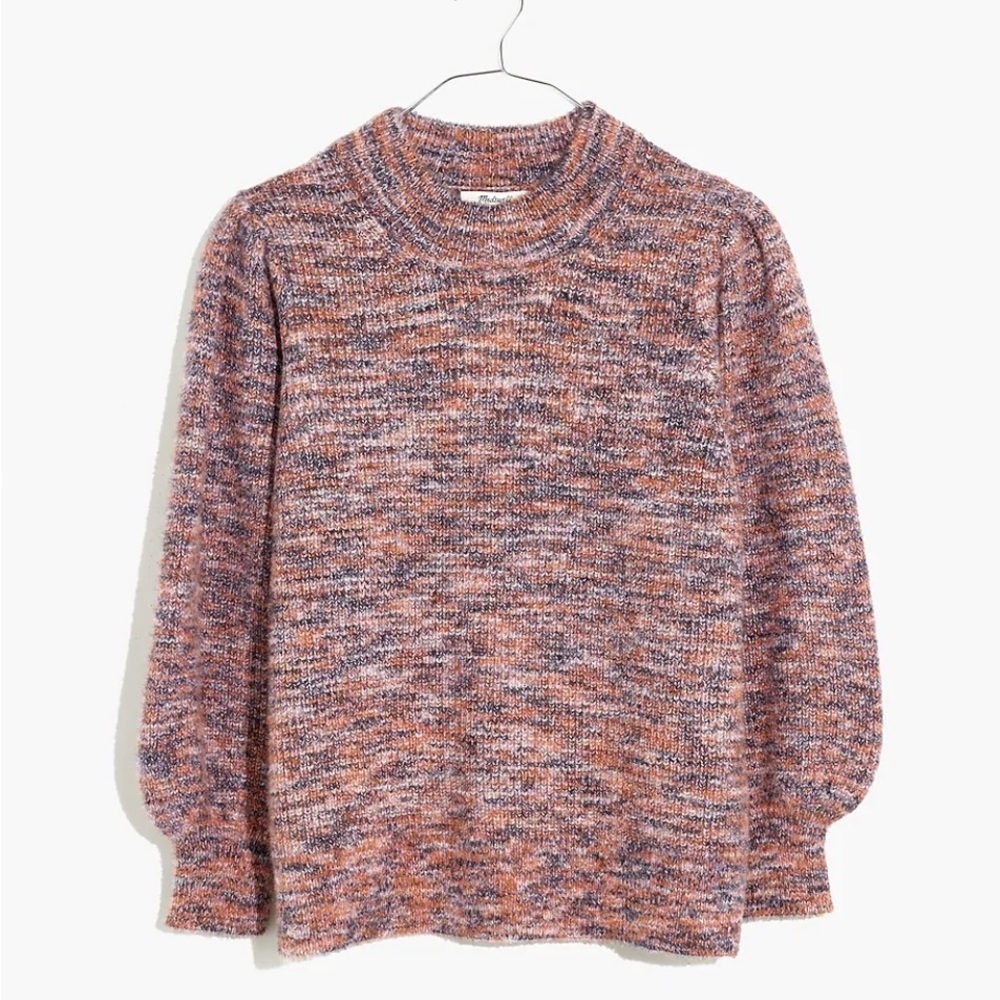 Madewell Space-Dyed Eaton Puff-Sleeve Pullover Sweater